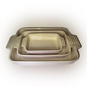 Le Creuset Chiffon Pink Stoneware Casserole Dish Set of 3